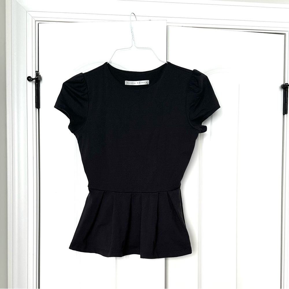 Susana Monaco Black Fitted Peplum Blouse